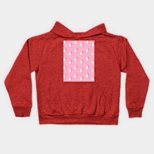 White and Red Lightning Pattern on Pink Kids Hoodie